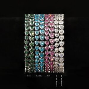 Color heart-cut tennis bracelet- VVS moissanite GRA certified