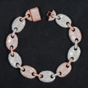 13mm Round link cuban bracelet- full-iced VVS moissanite GRA certified