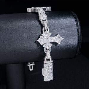 28mm Cross ball-box hiphop bracelet- VVS moissanite GRA certified
