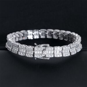 8.5mm Baguette mix-set tennis bracelet- VVS moissanite GRA certified
