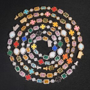 Colorful Opal gem & Enamel hiphop necklace/bracelet