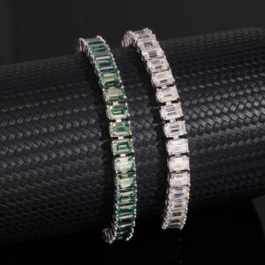 Emerald-cut tennis bracelet- VVS moissanite GRA certified