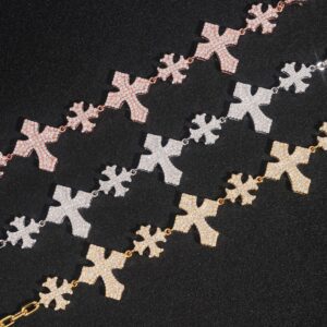 25mm Cross connected hiphop bracelet- VVS moissanite GRA certified
