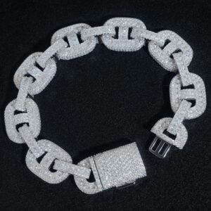 15mm Box gucci link hiohop bracelet- full-iced VVS moissanite GRA certified
