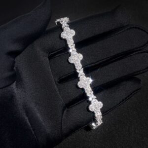 Cross-star flower-setting tennis bracelet- VVS moissanite GRA certified