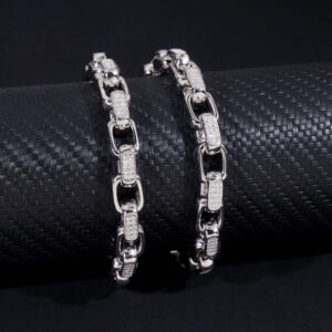 8mm Box link hiphop bracelet- VVS moissanite GRA certified